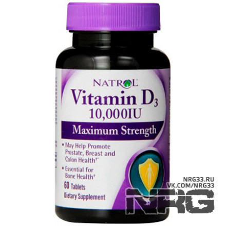 NATROL Vitamin D3 10000 мкг, 60 таб